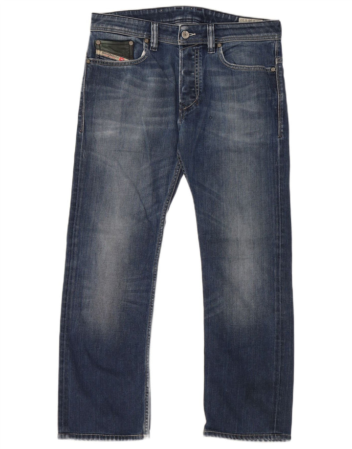 DIESEL Masculino Safado Regular Slim Straight Jeans W30 L27 Azul Algodão