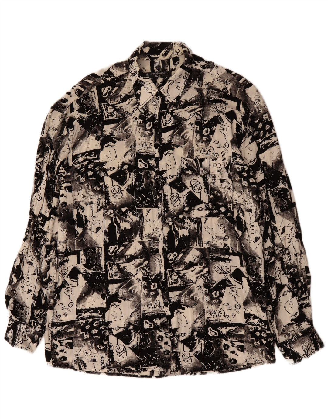 Camisa masculina VINTAGE com estampa abstrata tamanho 41 grande preta