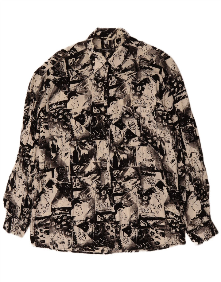 Camisa masculina VINTAGE com estampa abstrata tamanho 41 grande preta