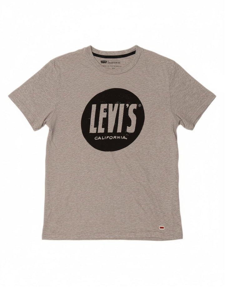 Camiseta masculina com estampa padrão LEVI'S de algodão cinza médio