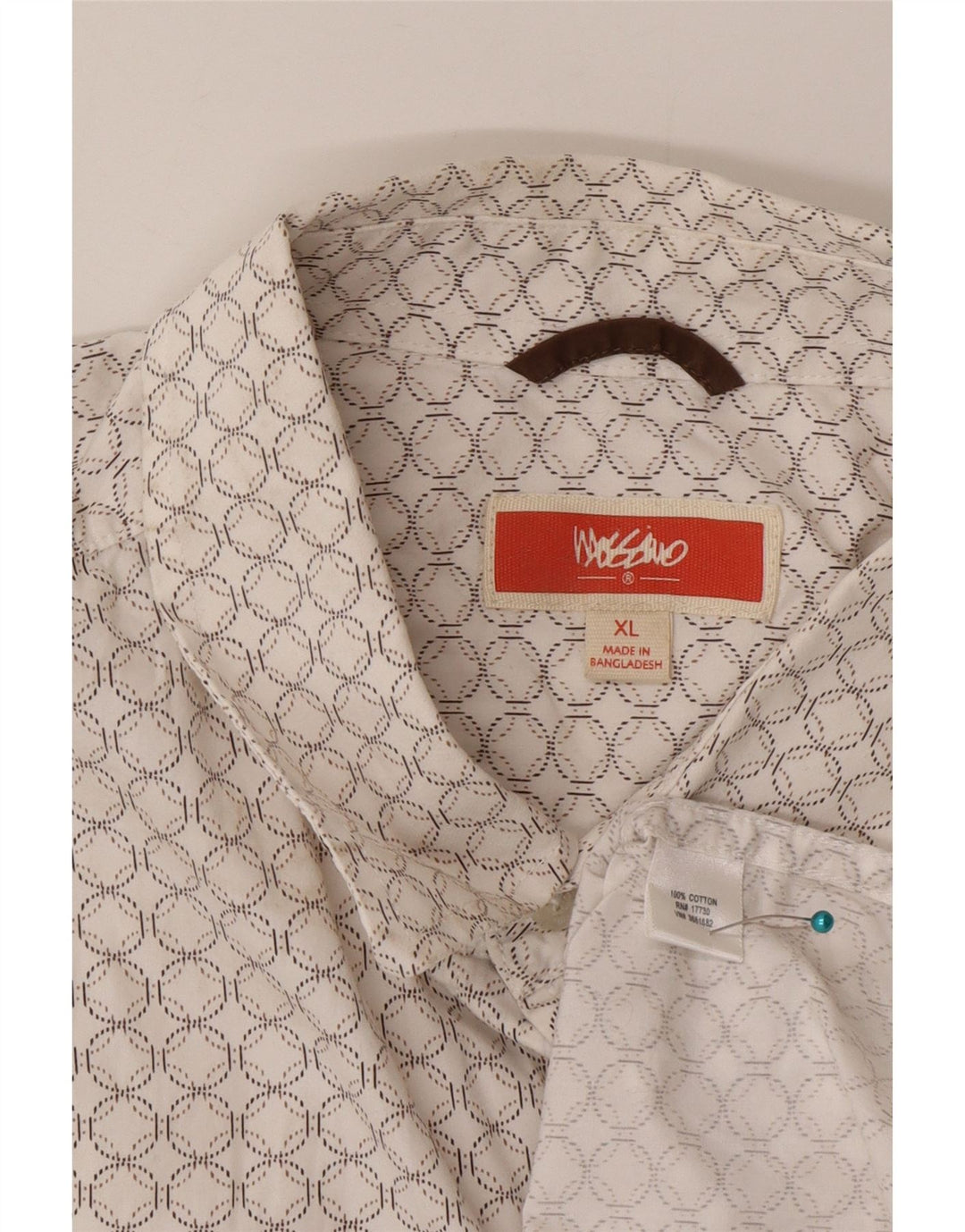 Mossimo Camisa masculina de manga curta XL algodão geométrico branco