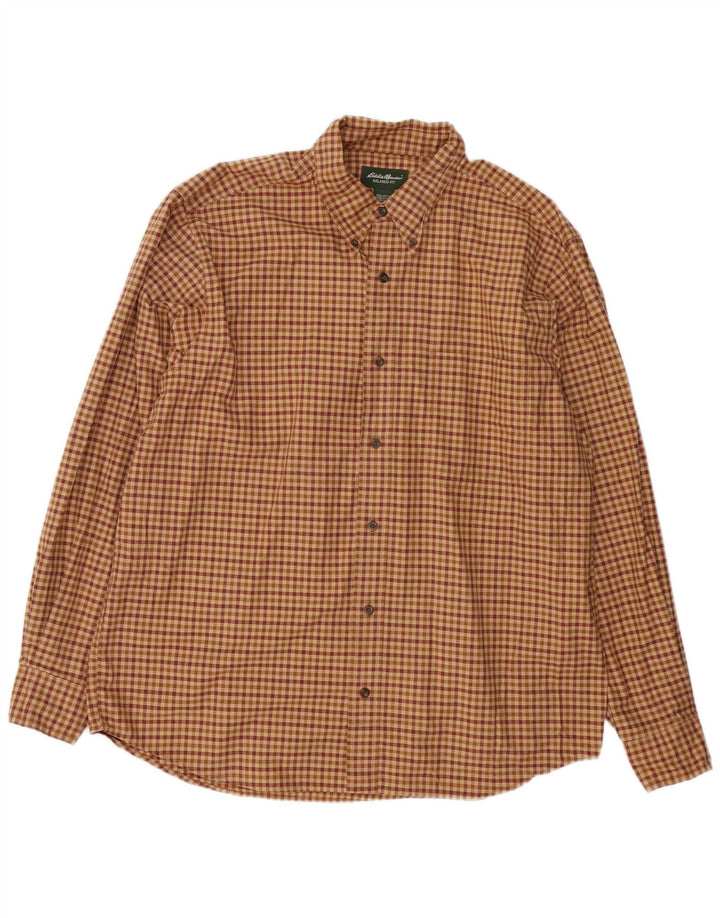 EDDIE BAUER Camisa masculina de flanela com ajuste relaxado, grande algodão guingão marrom