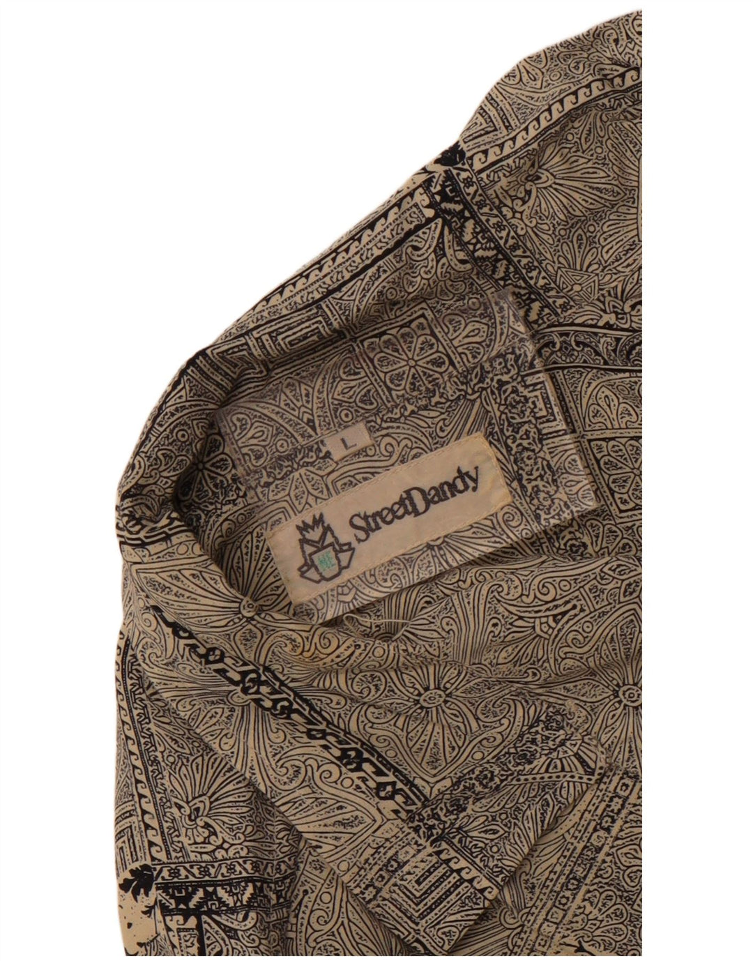 Camisa masculina vintage de manga curta grande cinza Paisley