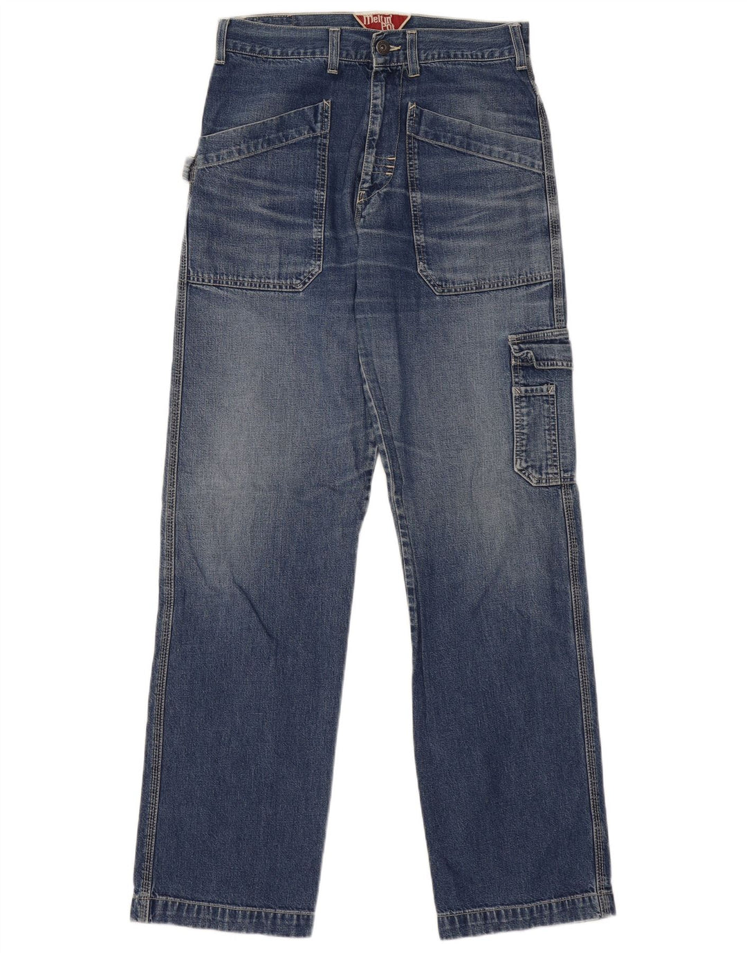 Meltin' Pot Masculino Cargo Straight Jeans W31 L31 Azul Algodão