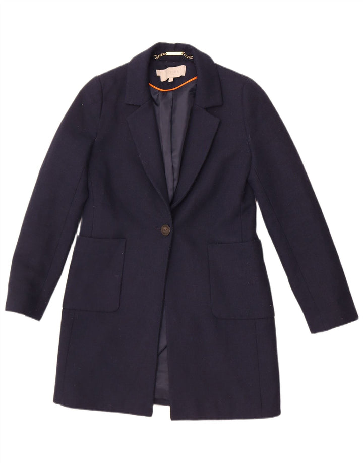 Jaqueta blazer feminina Hobbs Longline 1 botão Reino Unido 8 pequena azul marinho poliéster