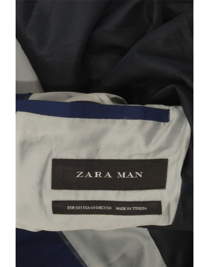 Jaqueta blazer masculina Zara com 2 botões EU 50 azul médio
