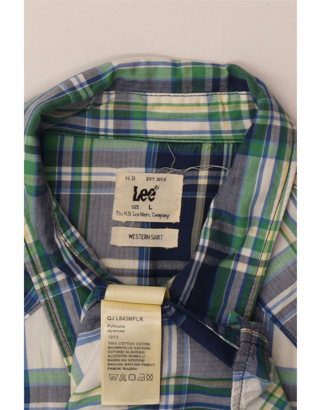 Camisa masculina Lee grande algodão xadrez azul marinho