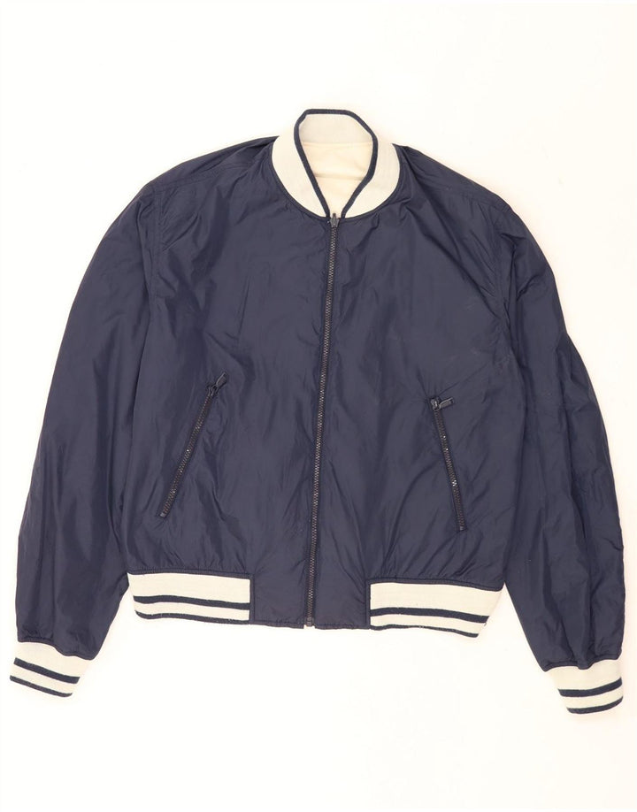 Jaqueta bomber reversível masculina Gas UK 40 grande algodão colorblock bege