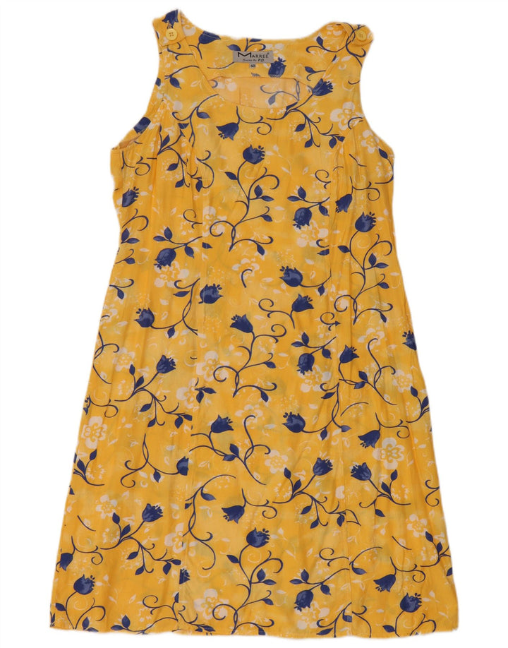 Vestido básico feminino vintage sem mangas UE 40 médio amarelo floral