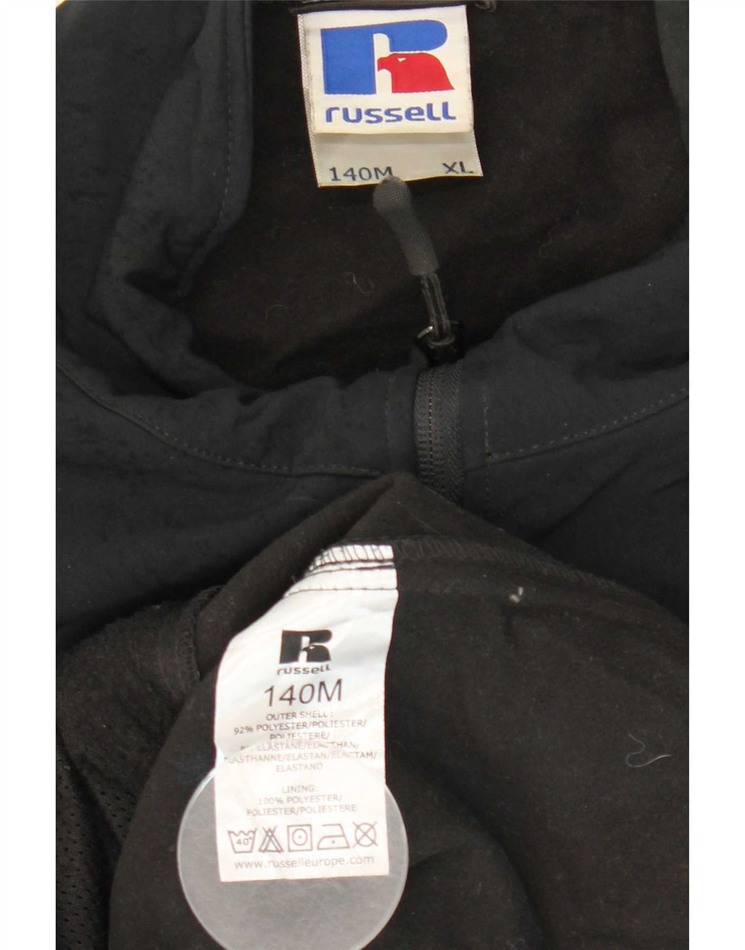 Jaqueta corta-vento masculina Russell Athletic Reino Unido 42 XL poliéster preto