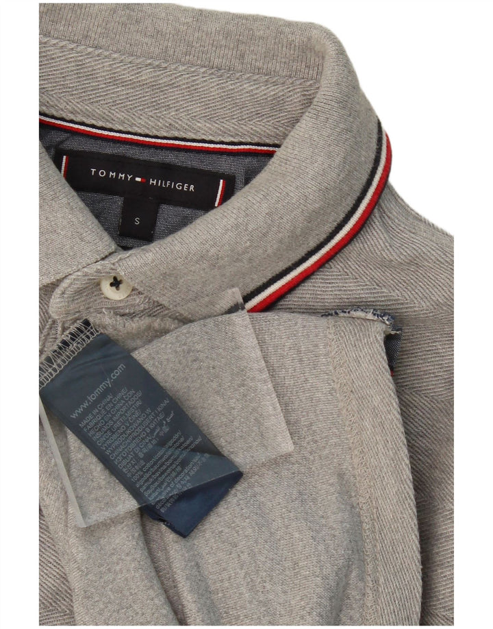 Camisa polo masculina TOMMY HILFIGER pequena algodão cinza