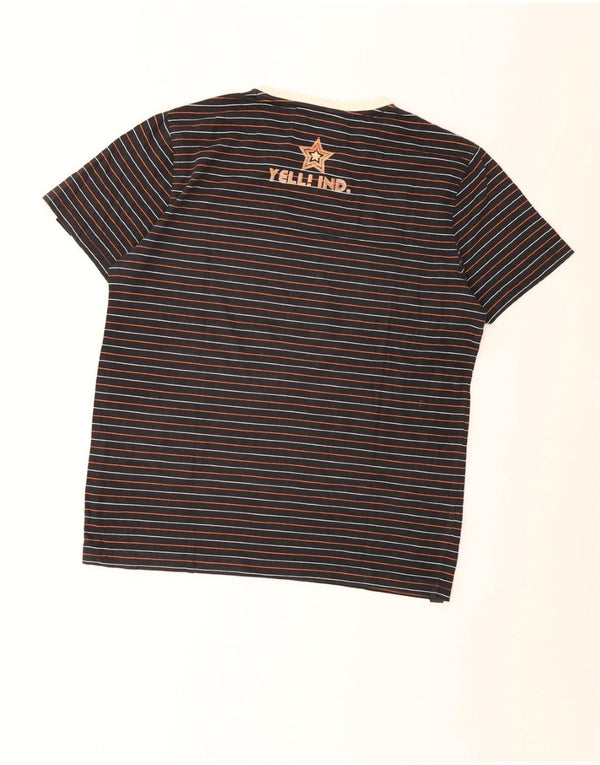 Gritar! Camiseta feminina gráfica Top UK 16 grande algodão listrado azul marinho