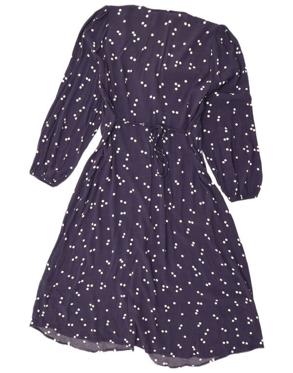Vestido maxi feminino de manga comprida Marks & Spencer UK 22 3XL azul marinho bolinhas