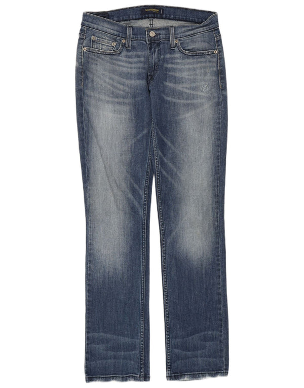 Calça jeans feminina Levi's 504 Super Low Straight US 7 Médio W29 L31 Azul Algodão