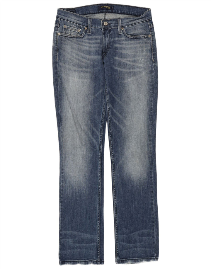 Calça jeans feminina Levi's 504 Super Low Straight US 7 Médio W29 L31 Azul Algodão