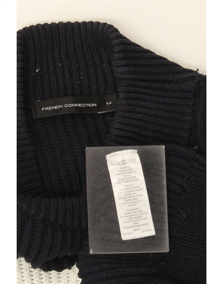 Suéter masculino com gola tartaruga da French Connection listrado azul marinho médio