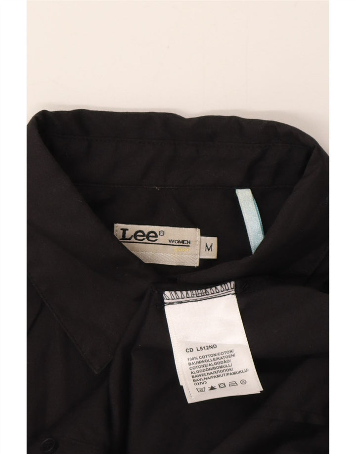 Camisa feminina de manga curta Lee UK 14 algodão preto médio