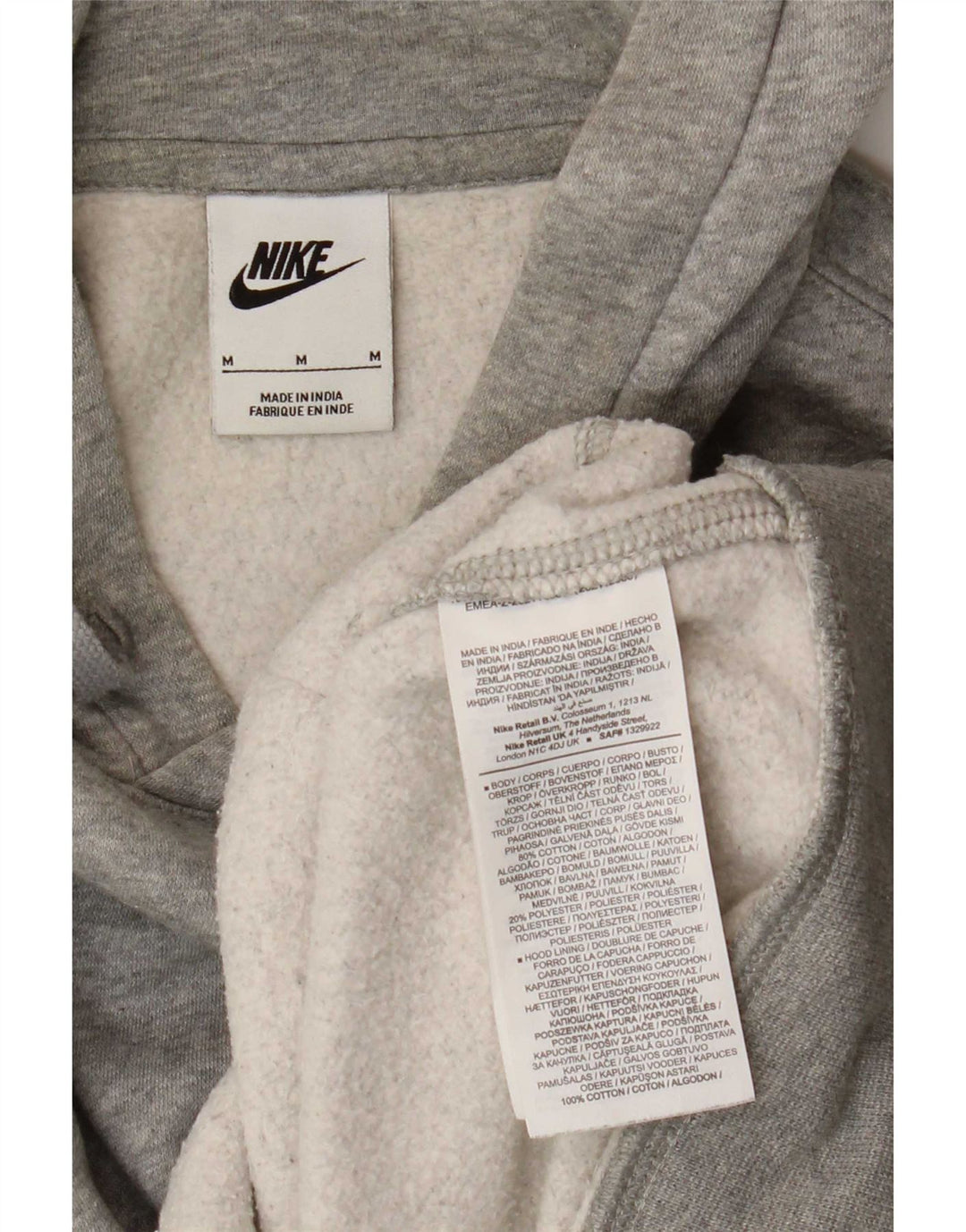 Moletom com capuz masculino Nike médio cinza manchado de algodão