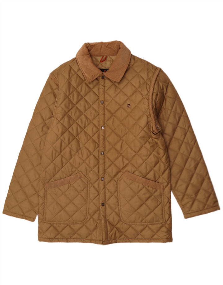 Jaqueta acolchoada masculina Pierre Cardin UK 40 grande poliéster bege
