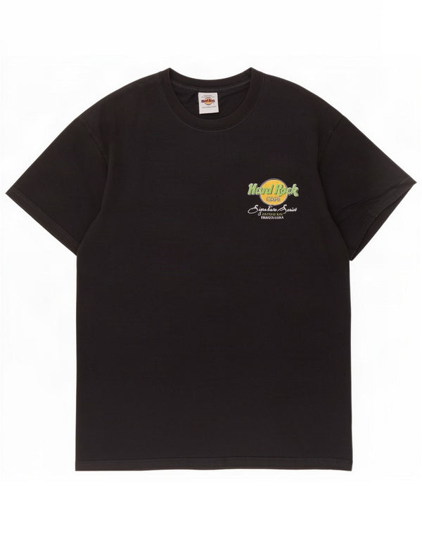 Hard Rock Cafe Mens Barcolana Graphic T-Shirt Top Médio Algodão Preto