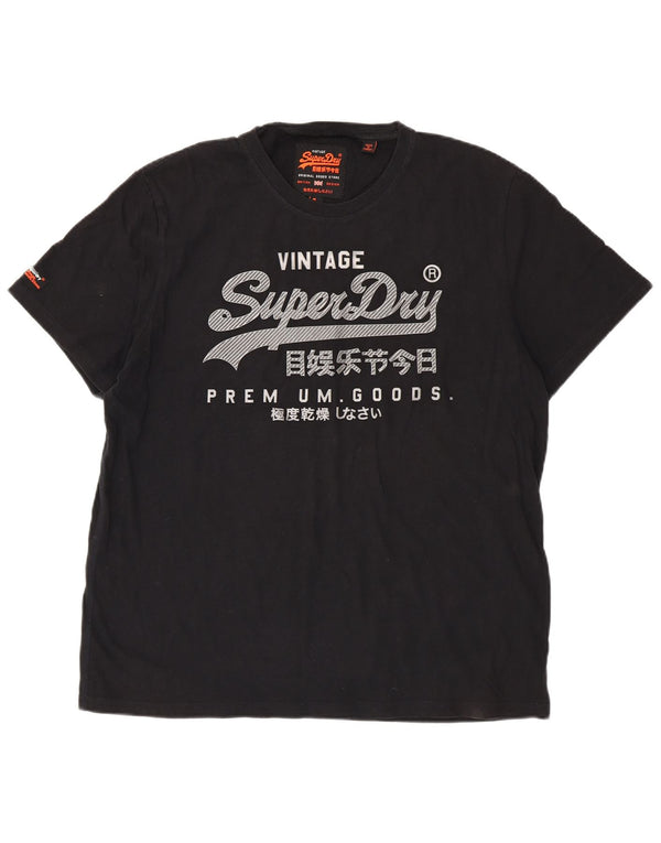 Camiseta gráfica masculina Superdry Top 3XL algodão preto