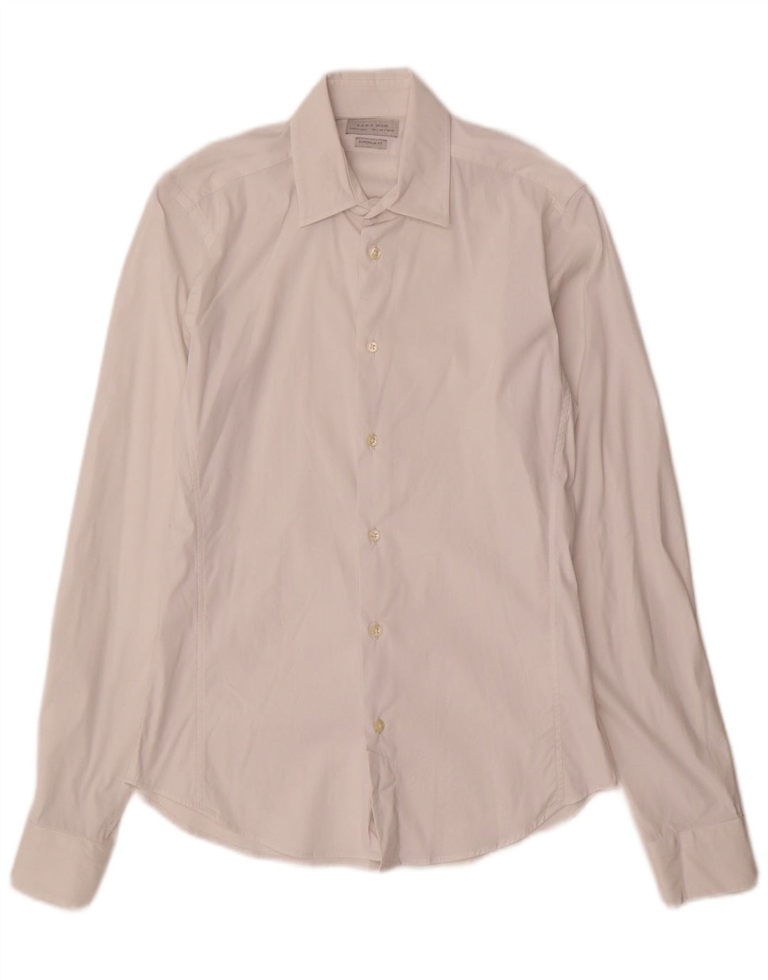 Camisa masculina Zara Super Slim Fit pequena branca