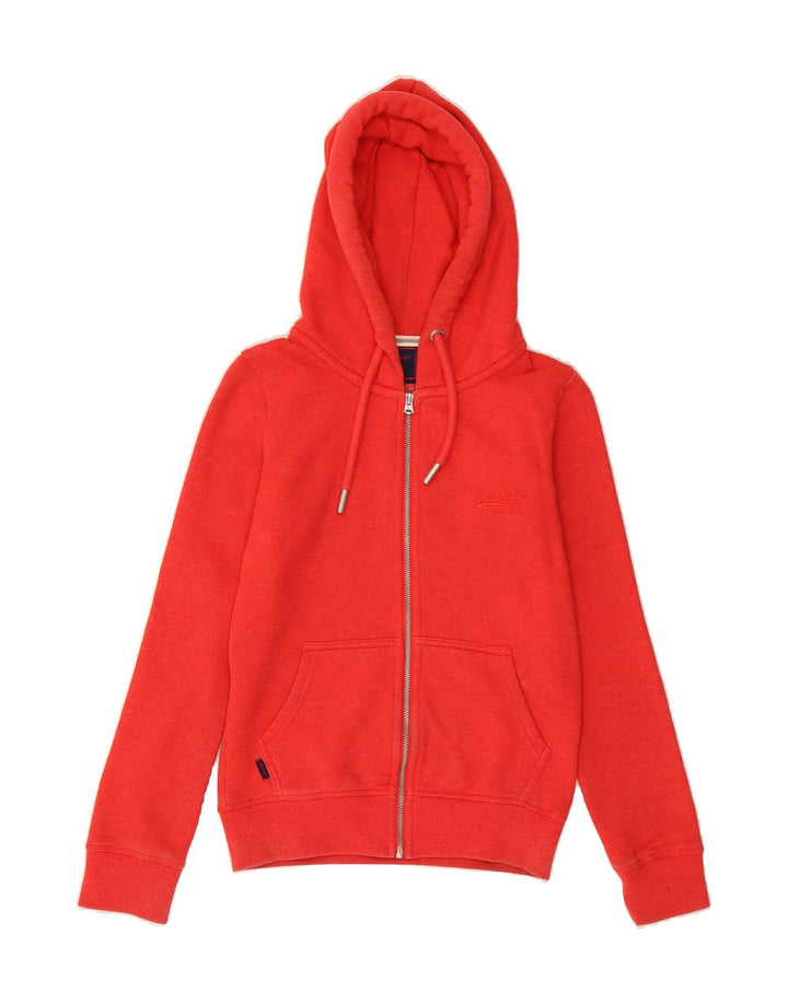 SUPERDRY Womens Zip Hoodie Sweater UK 6 XS  Red Cotton Vintage Superdry and Second-Hand Superdry from Messina Hembry 