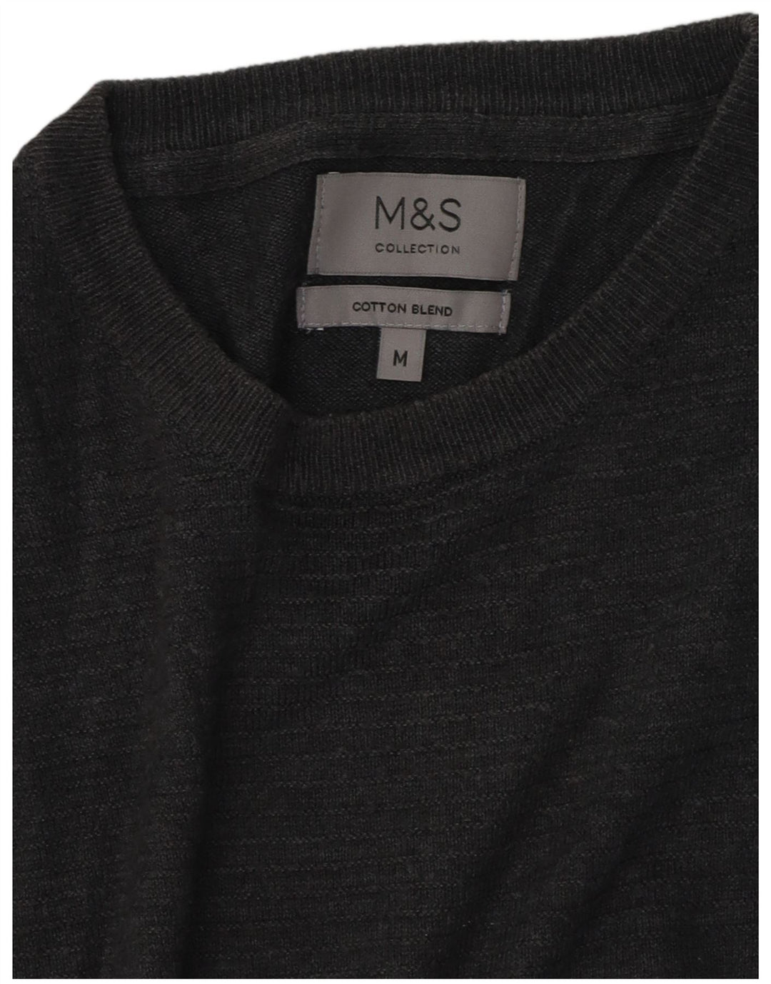 Suéter masculino Marks & Spencer com gola redonda e algodão cinza médio