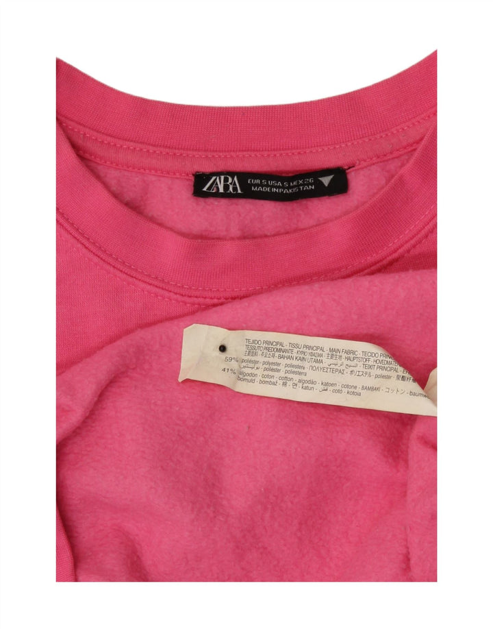 Zara Womens Oversized Sweatshirt Jumper UK 10 Pequeno Poliéster Rosa