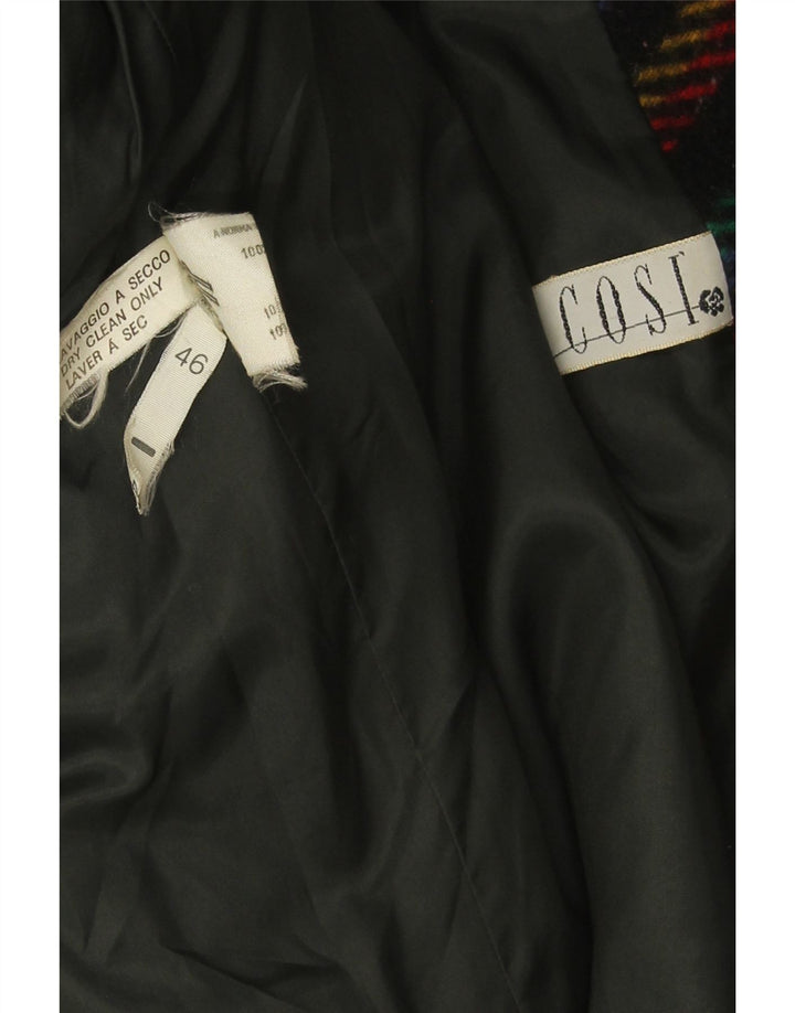 Jaqueta blazer feminina vintage com 1 botão IT 46 grande xadrez multicolorido