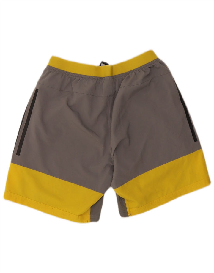 Shorts esportivos masculinos Adidas pequeno cinza colorblock poliéster