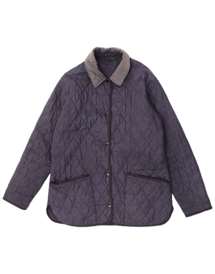 Jaqueta acolchoada feminina Barbour UK 14 grande azul marinho poliamida