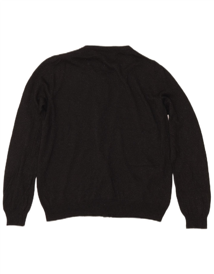 Suéter cardigã feminino MARKS & SPENCER Reino Unido 14 médio preto manchado