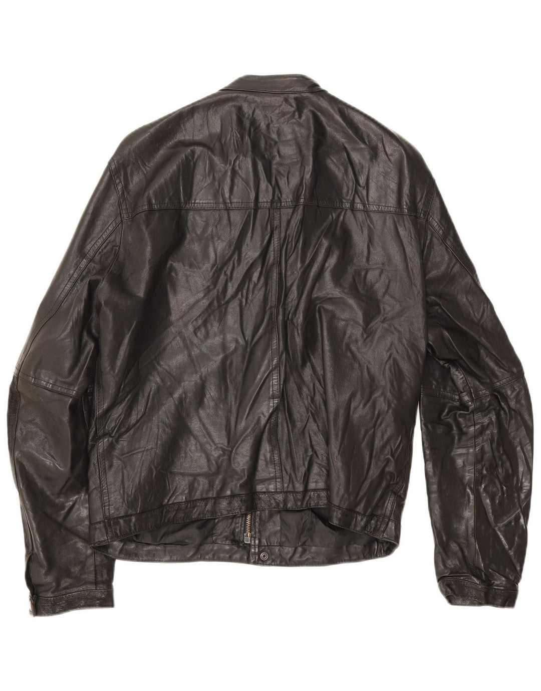 Jaqueta bomber de couro vintage feminina Reino Unido 14 grande couro preto