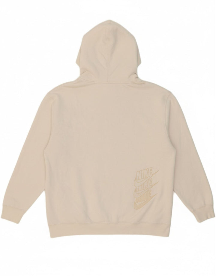 NIKE feminino oversized gráfico moletom com capuz UK 6 XS algodão branco