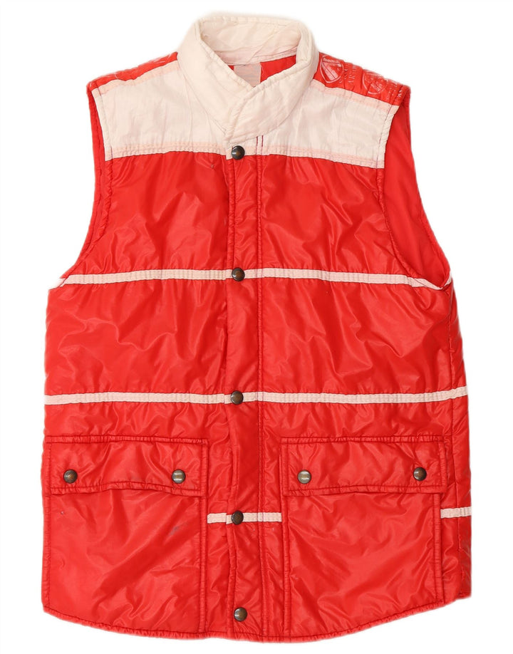 Colete acolchoado masculino vintage UK 36 poliamida colorblock vermelho pequeno