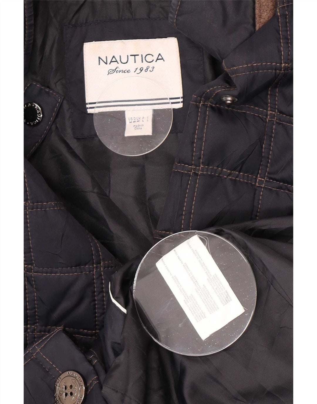 Jaqueta acolchoada feminina Nautica UK 14 poliéster azul marinho médio