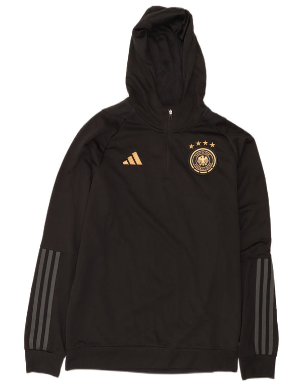 Adidas Mens Deutscher Fussball Bund Zip Neck Hoodie Jumper Médio Preto