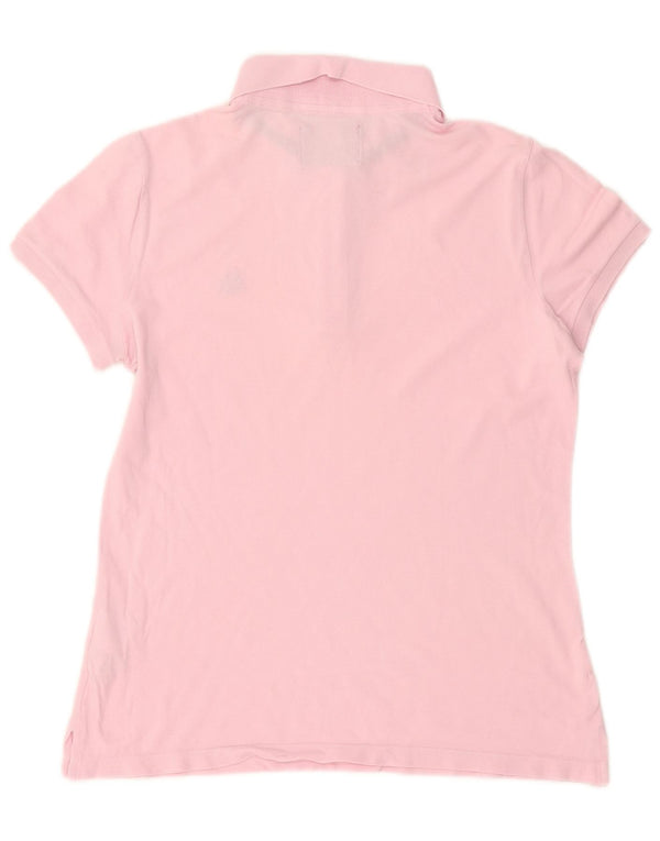 Camisa polo feminina Benetton UK 14 grande algodão rosa