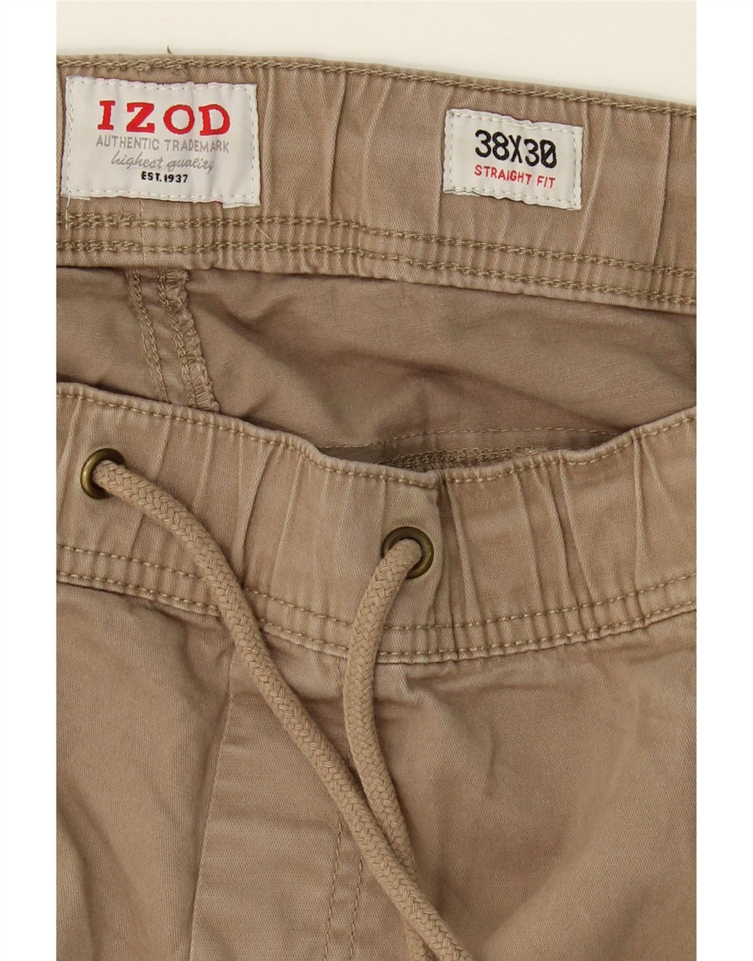 IZOD Mens Straight Joggers Casual Trousers W38 L30 Beige Cotton Vintage Izod and Second-Hand Izod from Messina Hembry 