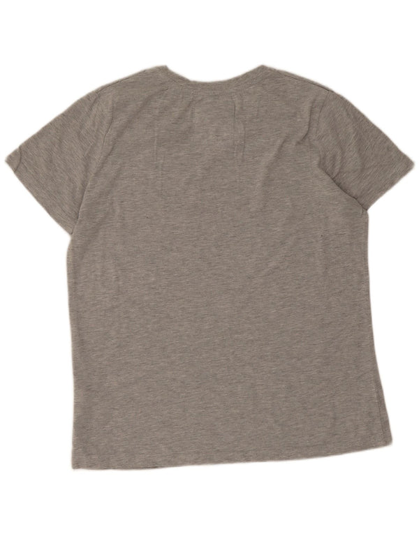Camiseta feminina Superdry com estampa gráfica UK 14 grande algodão cinza
