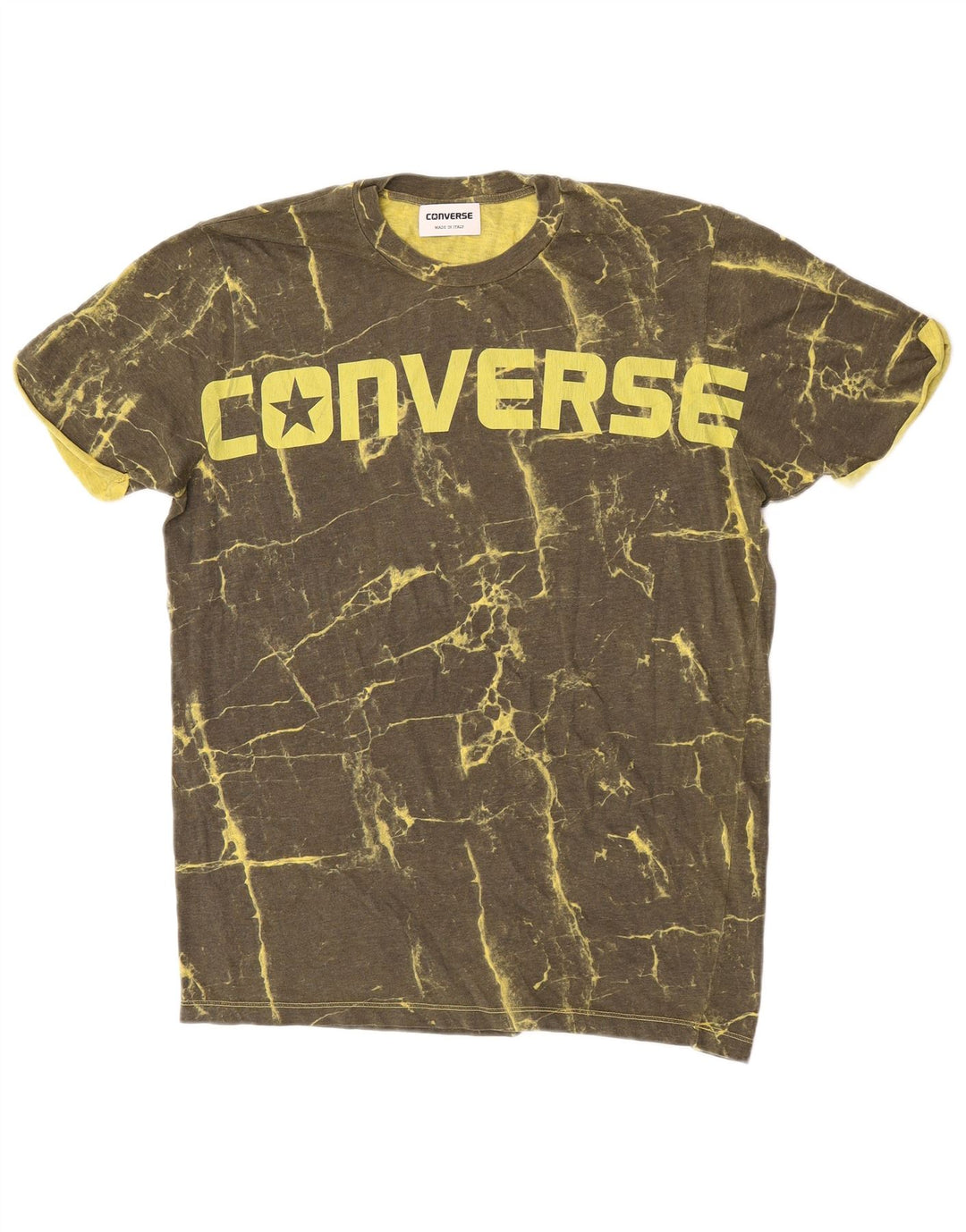 Camiseta masculina Converse com padrão abstrato gráfico top grande de algodão cáqui