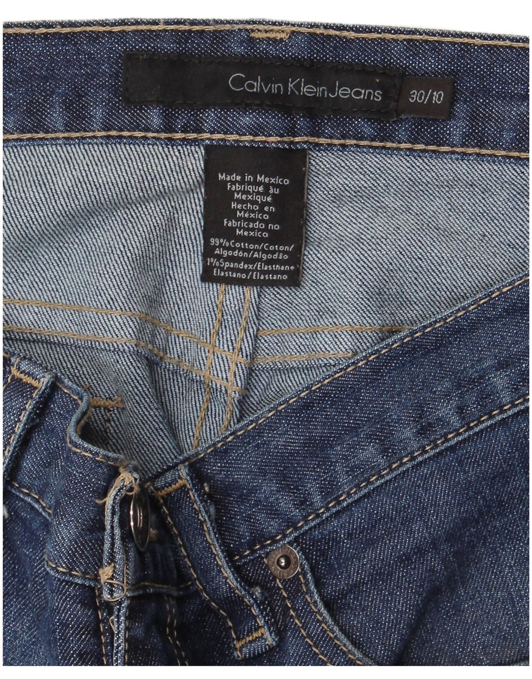 Calça jeans feminina CALVIN KLEIN US 10 grande W30 L32 algodão azul