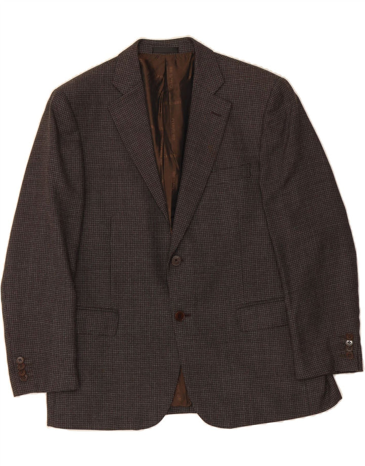 CERRUTI 1881 Mens 2 Button Blazer Jacket IT 52 XL Brown Houndstooth Wool Vintage Cerruti 1881 and Second-Hand Cerruti 1881 from Messina Hembry 