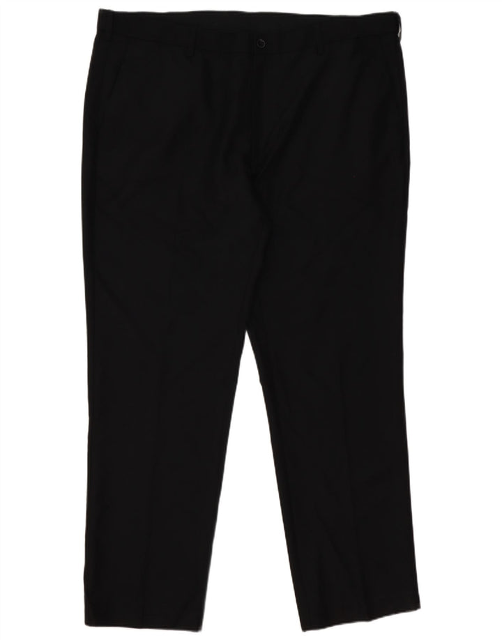 Calça casual masculina Marks & Spencer de ajuste regular W42 L31 poliéster preto