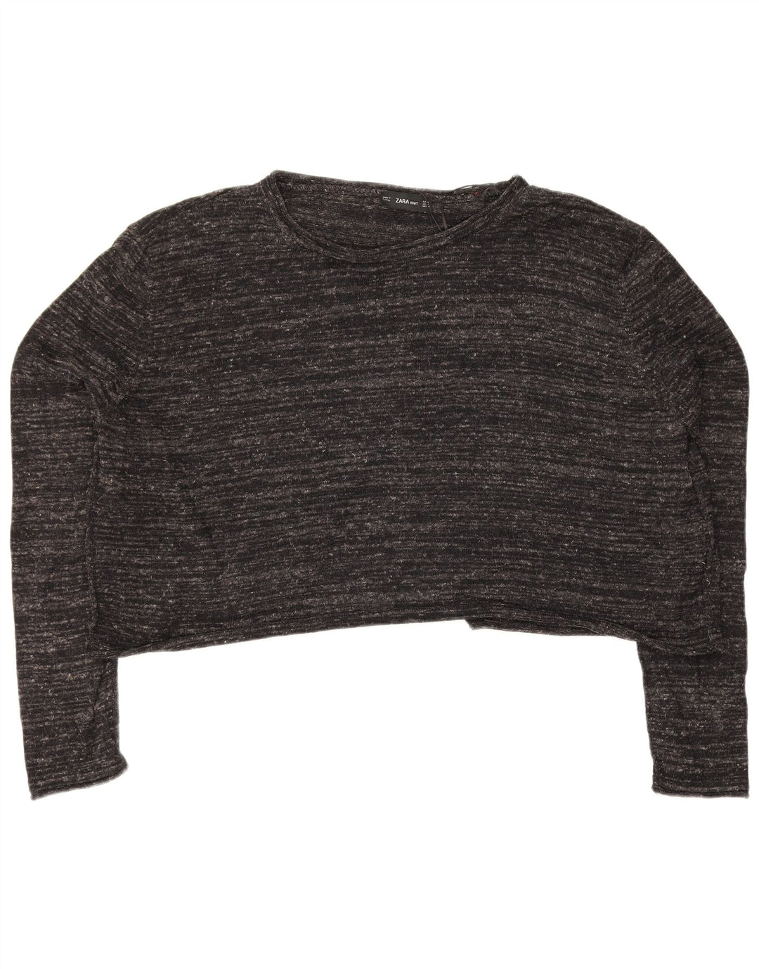 Zara Womens Crop Oversized Top Manga Longa Reino Unido 14 Médio Cinza Salpicado