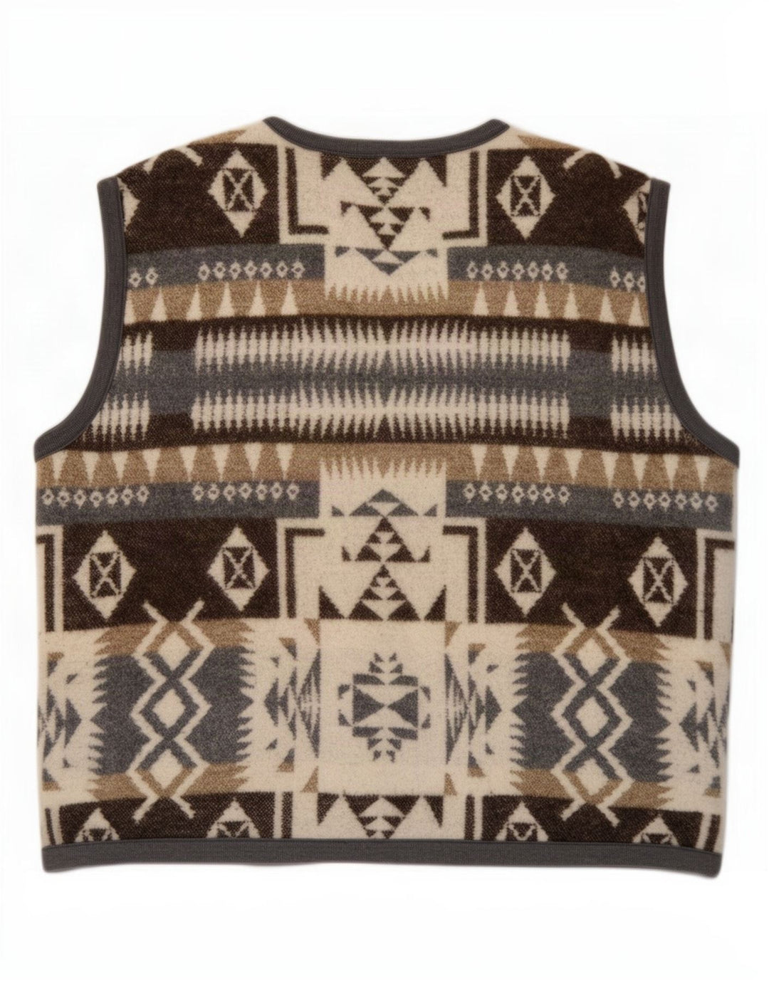 Colete masculino vintage 2XL lã geométrica marrom