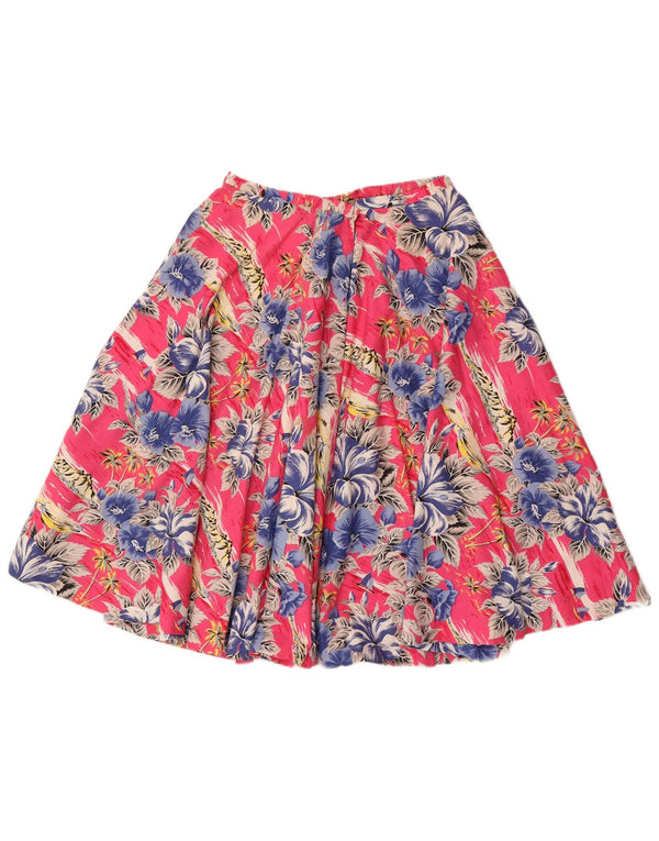 Saia circular feminina vintage W24 XS rosa floral