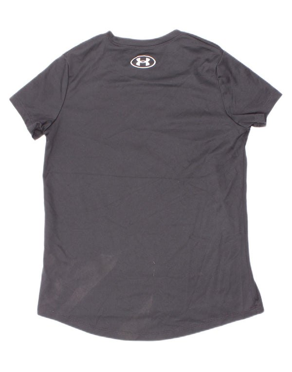 Camiseta gráfica Under Armour Boys 7-8 anos pequeno poliéster cinza