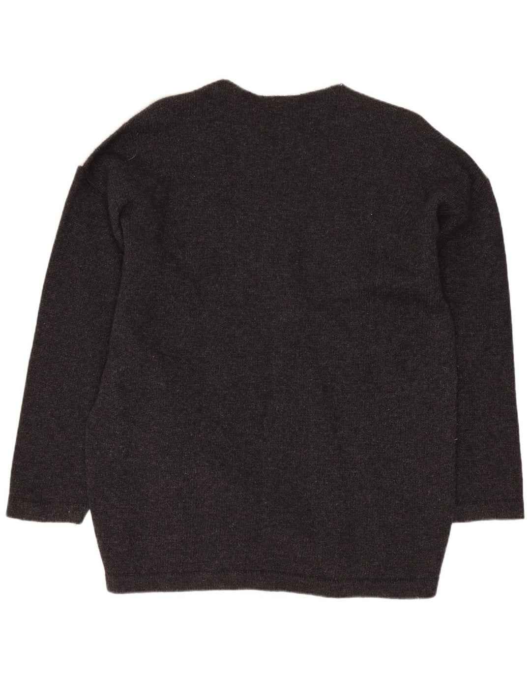 Cecilia Benetti Suéter feminino com gola redonda e gola redonda Reino Unido 16 grande lã de cordeiro cinza